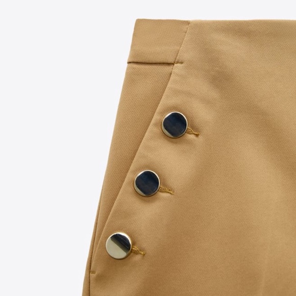 NWOT Zara High Rise Dress Shorts gold buttons - Picture 4 of 9
